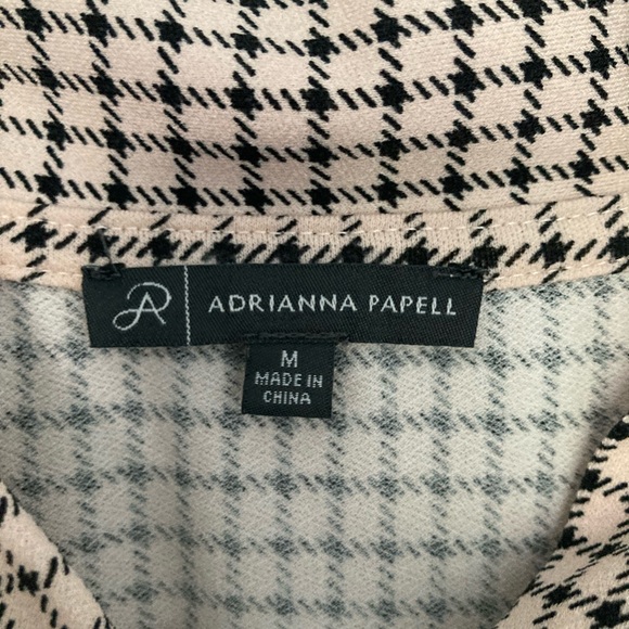 4/$25 Adrianna Papell Checkered Collared Blouse with Front Tie Women’s M - Picture 5 of 9